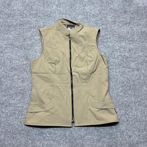 Arista Vest Womens Large Beige Softshell Full Zip Pockets Horse Logo Outdoor